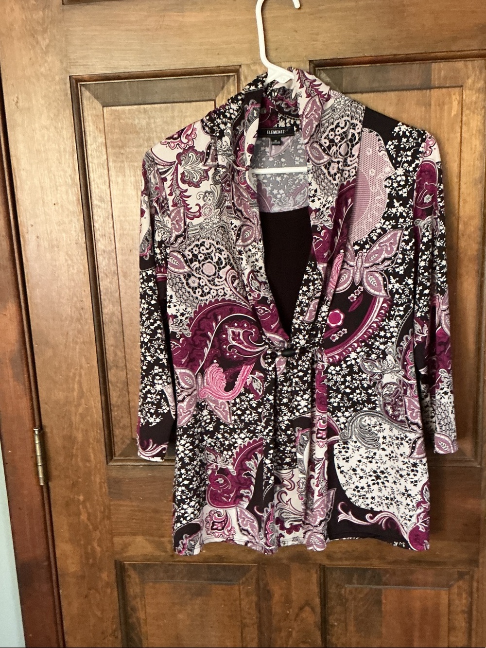 Elementz Paisley Tie-Front Tunic in Purple and Black